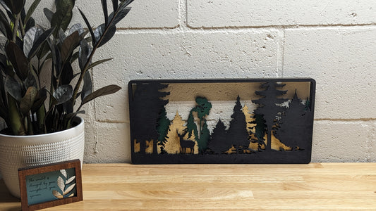 Eternal Forest Tapestry: Layered Wood Art